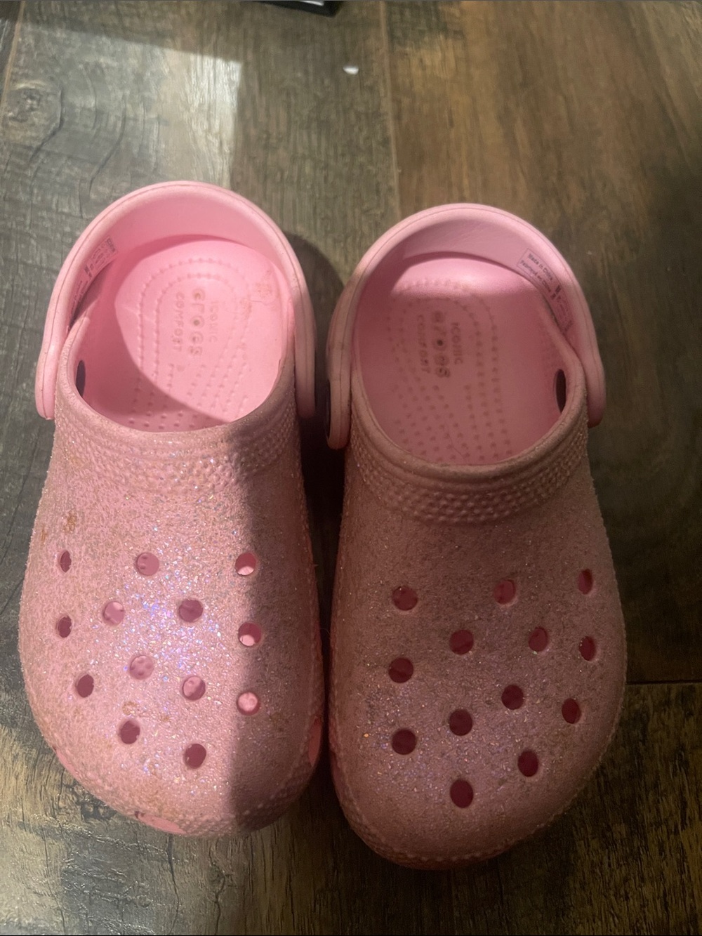 Kids Pink Glitter Slip-On Clog Shoes